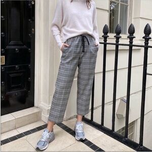 Aritzia Gray Plaid Drawstring Track Pants